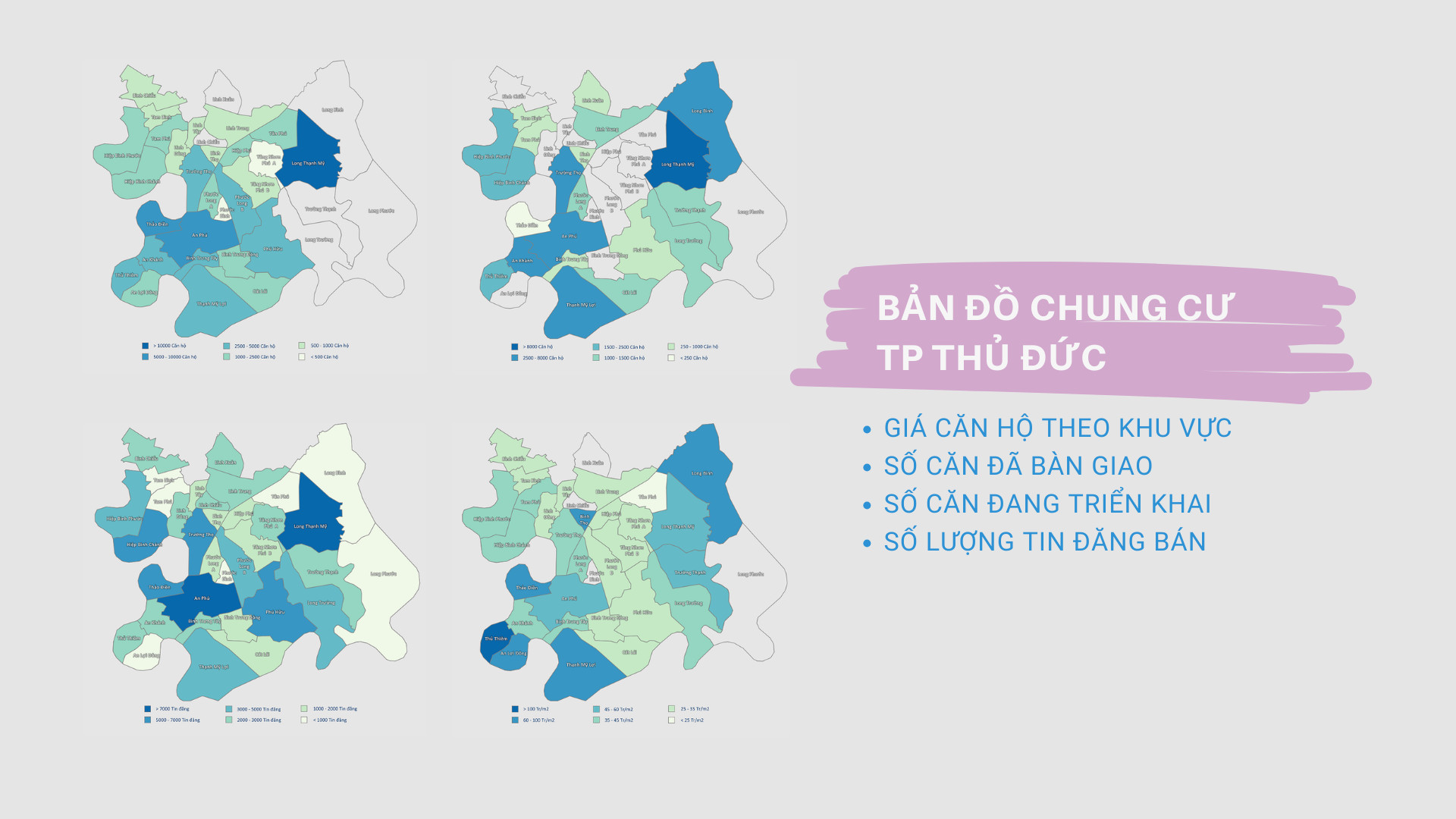 Bản đồ nhiệt thể hiện số lượng căn hộ đã bàn giao