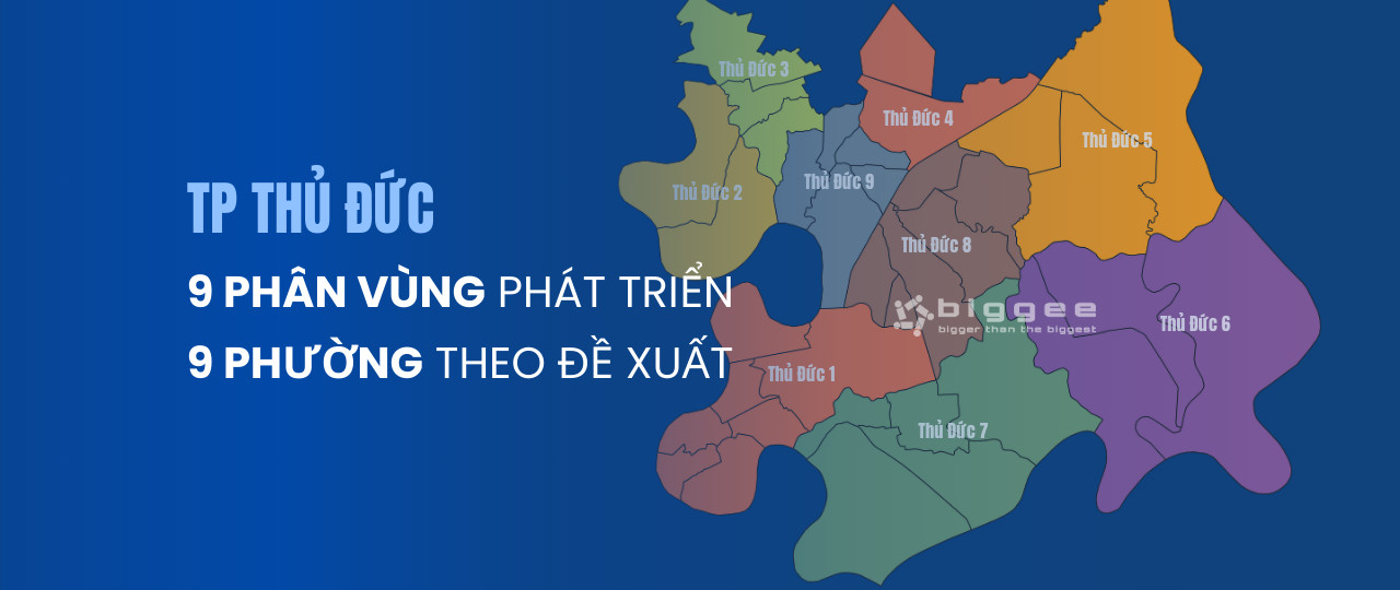 Bản đồ thành phố Thủ Đức theo 09 phân vùng phát triển
