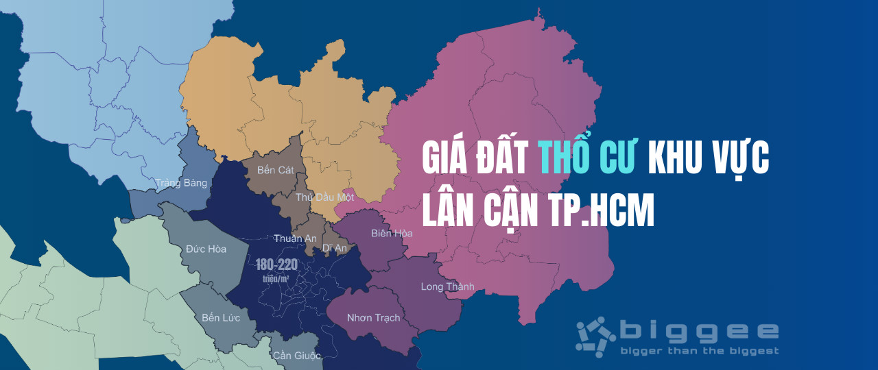 Thống kê giá đất thổ cư vùng lân cận TP.HCM